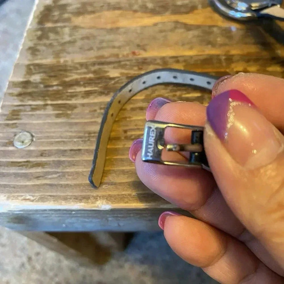 Haurex Italy Lady Watch Original Watch Not Working Silver Crystal Black Leather - Picture 4 of 11